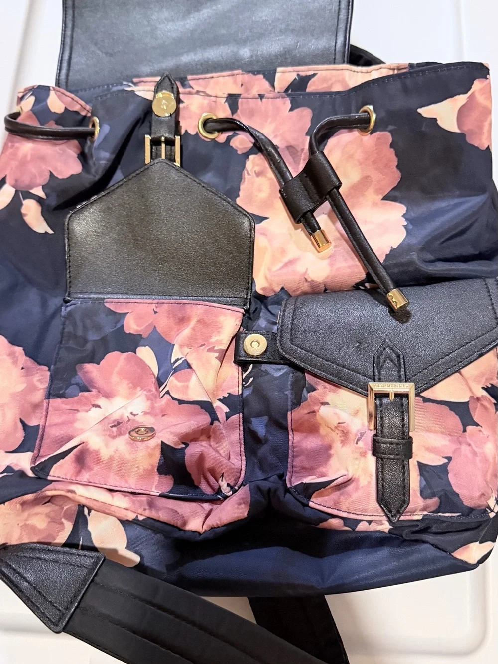 kate spade Navy Floral Backpack with Pink Blossoms